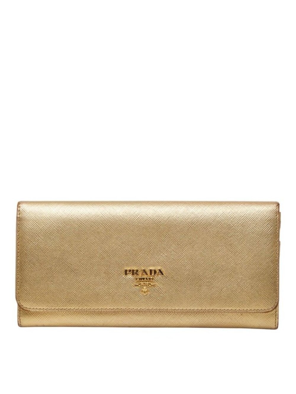 ★SOLD★ Prada Wallet Gold Saffiano Leather - Picture 1 of 10